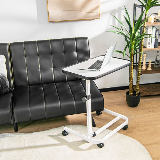 Tavolino Con Ruote Piroettanti Altezza Regolabile a 9 Posizioni Piano Inclinabile, Tavolino Porta PC 61X43,5X93Cm 2 Colori