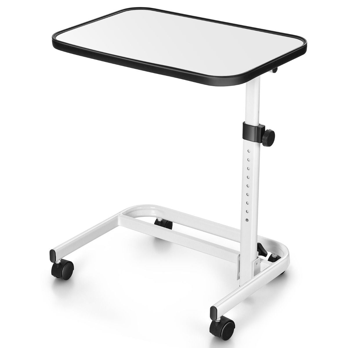 Tavolino Con Ruote Piroettanti Altezza Regolabile a 9 Posizioni Piano Inclinabile, Tavolino Porta PC 61X43,5X93Cm 2 Colori