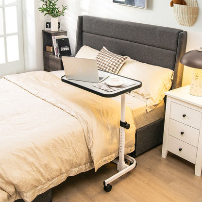 Tavolino Con Ruote Piroettanti Altezza Regolabile a 9 Posizioni Piano Inclinabile, Tavolino Porta PC 61X43,5X93Cm 2 Colori