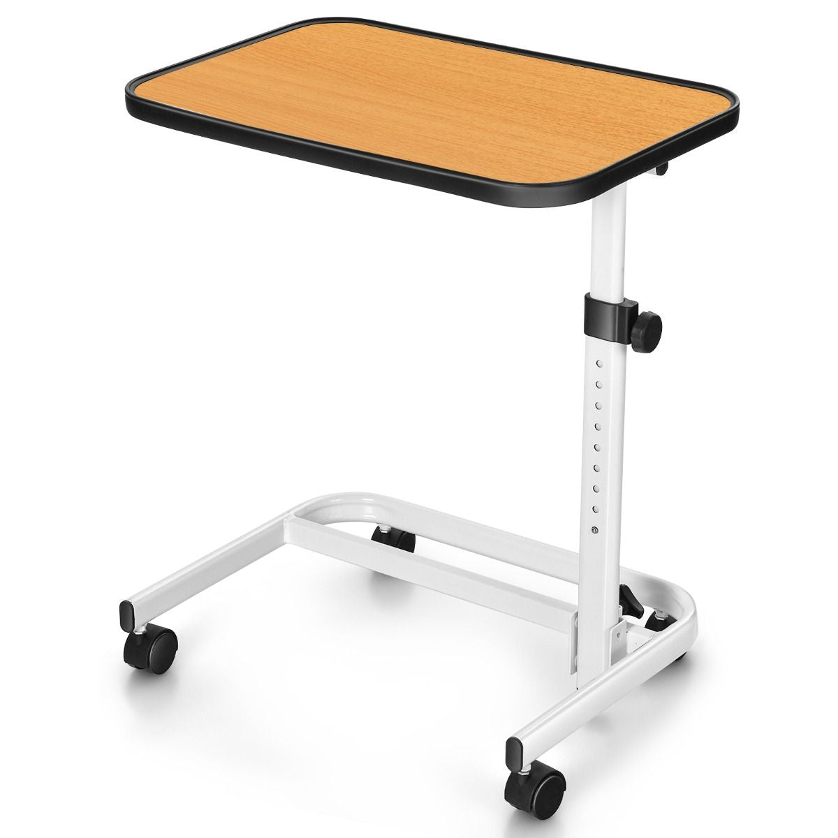 Tavolino Con Ruote Piroettanti Altezza Regolabile a 9 Posizioni Piano Inclinabile, Tavolino Porta PC 61X43,5X93Cm 2 Colori